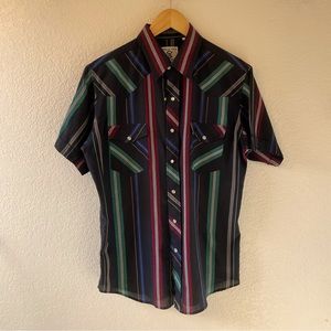 Vintage Coral West Ranch wear Pearl Snap Button Up